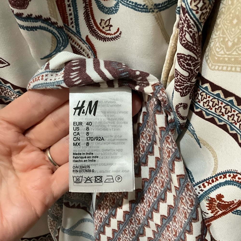 H&M Paisley Button Down Belted Midi Dress | Size 8 - Picture 5 of 7